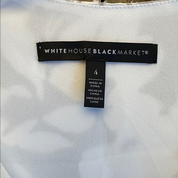 White House Black Market Floral White Silky Blouse - Picture 3 of 4